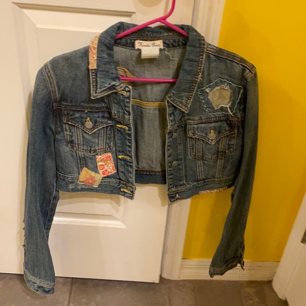 Patchwork Crop Denim Jacket - image 1